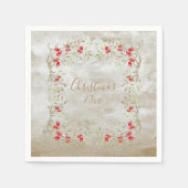 Elegant Greenery Watercolor Weihnachtskript Serviette (Vorderseite)