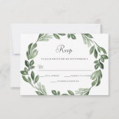 Elegant Greenery Watercolor Wreath Wedding RSVP Karte (Rückseite)