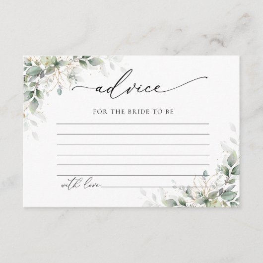 Elegant Greenery Wedding Advice Enclosure Card Begleitkarte (Vorderseite)