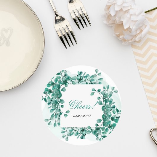 Elegant Greenery Wedding Coaster Runder Pappuntersetzer