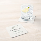 Elegant Greenery Wedding Coasters Rechteckiger Pappuntersetzer (Vor Ort)