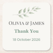 Elegant Greenery Wedding Coasters Rechteckiger Pappuntersetzer (Vorderseite)