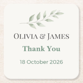 Elegant Greenery Wedding Coasters Rechteckiger Pappuntersetzer