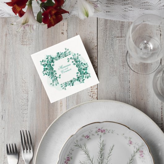Elegant Greenery Wedding Cocktail Napkin Serviette