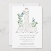 Elegant Greenery Wedding Dress Bridal Tea Party Einladung (Vorderseite)