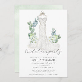 Elegant Greenery Wedding Dress Bridal Tea Party Einladung