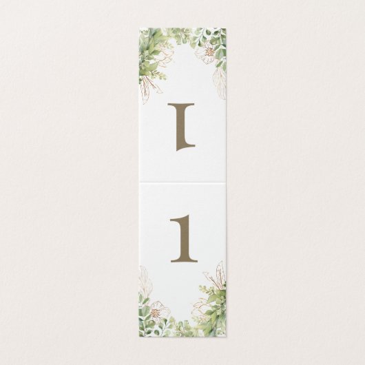 Elegant Greenery Wedding Gold Text (Außenseite Aufgefaltet)