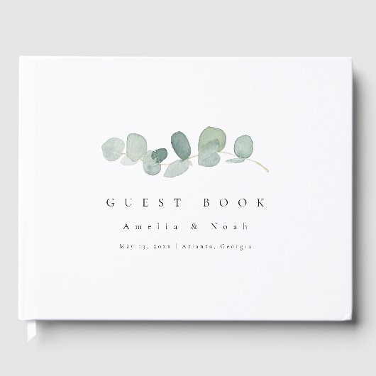 Elegant Greenery Wedding Guest Book Gästebuch (Vorderseite)