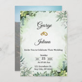 Elegant Greenery Wedding Invitation Einladung (Vorne/Hinten)
