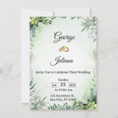 Elegant Greenery Wedding Invitation Einladung (Vorderseite)
