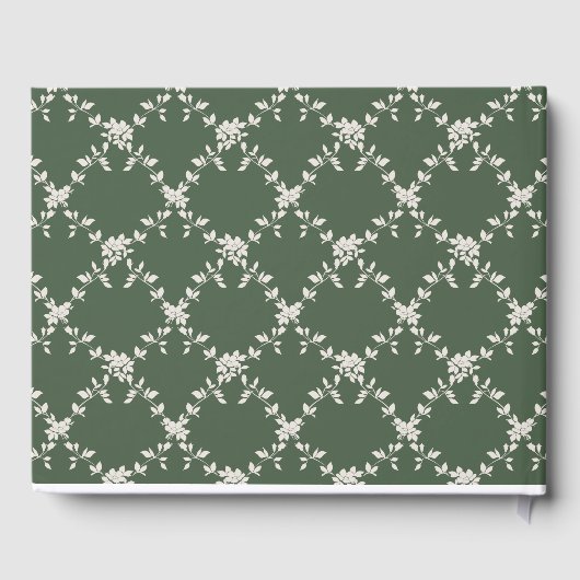 Elegant Greenery Wedding Memory Guestbook Monogram Gästebuch (Rückseite)