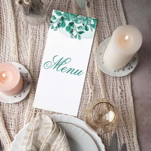 Elegant Greenery Wedding Menu Card Menükarte