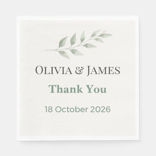 Elegant Greenery Wedding Napkins Serviette (Vorderseite)