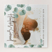 Elegant Greenery Wedding Photo and Text Puzzle (Horizontal)