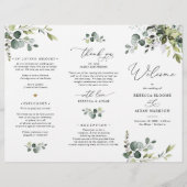 Elegant Greenery Wedding Program Tri-Fold (Vorderseite)