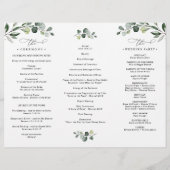 Elegant Greenery Wedding Program Tri-Fold (Rückseite)