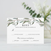 Elegant Greenery Wedding RSVP Karte (Stehend Vorderseite)