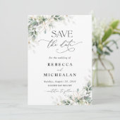 Elegant Greenery Wedding Save The Date Einladung (Stehend Vorderseite)