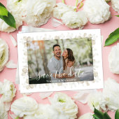 Elegant Greenery Wedding Save the Date Foto Einladung