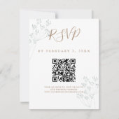 Elegant Greenery Wedding Scan Code RSVP Karte (Vorderseite)