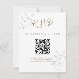 Elegant Greenery Wedding Scan Code RSVP Karte