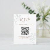 Elegant Greenery Wedding Scan Code RSVP Karte (Stehend Vorderseite)