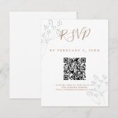 Elegant Greenery Wedding Scan Code RSVP Karte (Vorne/Hinten)
