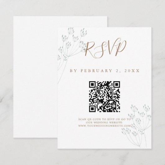 Elegant Greenery Wedding Scan Code RSVP Karte (Vorne/Hinten)