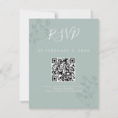 Elegant Greenery Wedding Scan Code RSVP Karte (Vorderseite)