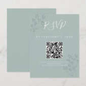 Elegant Greenery Wedding Scan Code RSVP Karte (Vorne/Hinten)