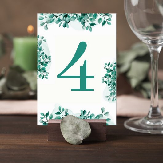 Elegant Greenery Wedding Table Number Card Tischnummer