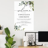 Elegant Greenery Wedding Unplugged Zeremonie Poster (Heimbüro)