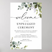 Elegant Greenery Wedding Unplugged Zeremonie Poster (Vorne)