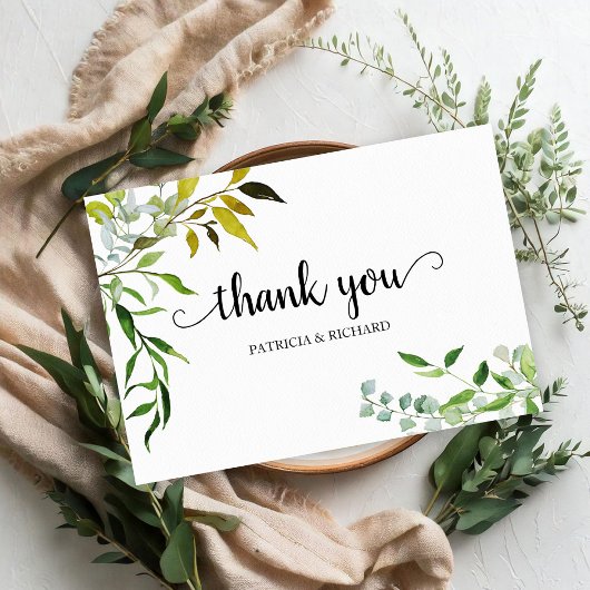Elegant Greenery Wedding Vielen Dank RSVP Karte