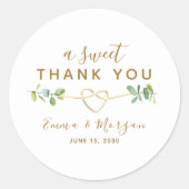 Elegant Greenery Wedding Vielen Dank Sticker (Vorderseite)