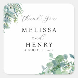 Elegant Greenery Wedding Vielen Dank Sticker