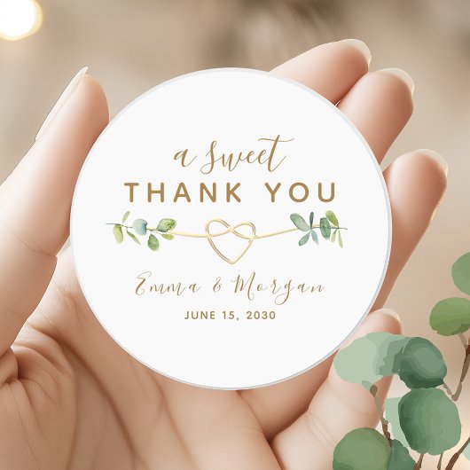 Elegant Greenery Wedding Vielen Dank Sticker