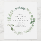 Elegant Greenery Wedding Vielen Dank Weinetikett (Einzelnes Label)