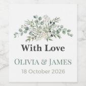 Elegant Greenery Wedding Wine Bottle Labels Weinetikett (Einzelnes Label)