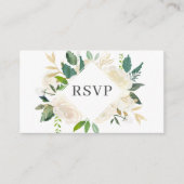 Elegant Greenery White Blume Wedding RSVP Begleitkarte (Vorderseite)
