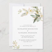 Elegant Greenery White Floral Wedding Einladung (Vorderseite)