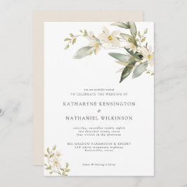Elegant Greenery White Floral Wedding Einladung