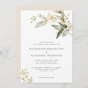 Elegant Greenery White Floral Wedding Einladung
