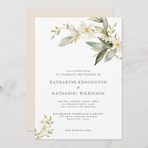 Elegant Greenery White Floral Wedding Einladung