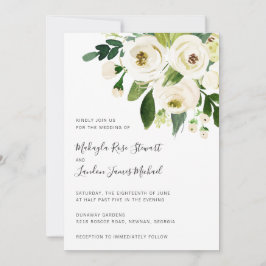 Elegant Greenery White Floral Wedding Einladung