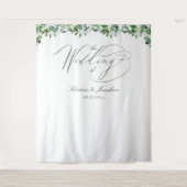 Elegant Greenery White Floral Wedding Tapestry Wandteppich (Vorderseite)