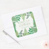 Elegant Greenery | Wild Ferns Wedding Quadratischer Aufkleber (Umschlag)