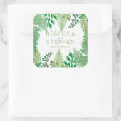 Elegant Greenery | Wild Ferns Wedding Quadratischer Aufkleber (Tasche)