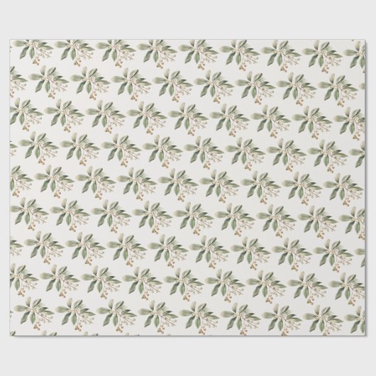 Elegant Greenery Wrapping Paper Geschenkpapier (Flach)