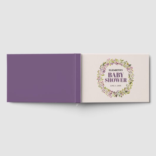 Elegant Greenery Wreath Baby Shower Gästebuch (Voll)